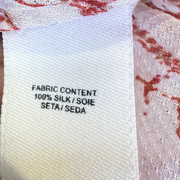 Derek Lam Crosby 10 medium 100% silk white red sheer wrap drape blouse luxury - Picture 6 of 10